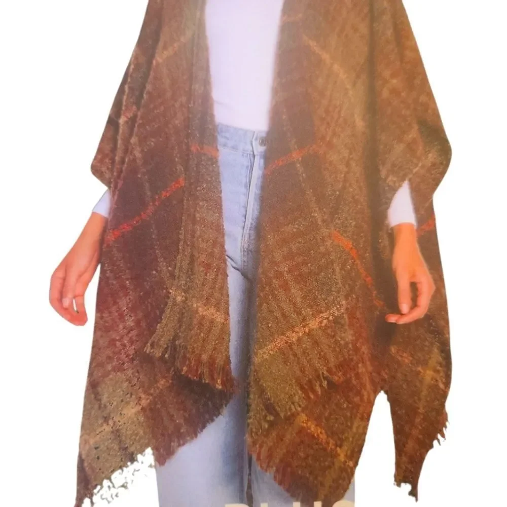 WOOLRICH Blanket Wrap Soft Tweed Texture‎ Earth Tones OSFA NWT